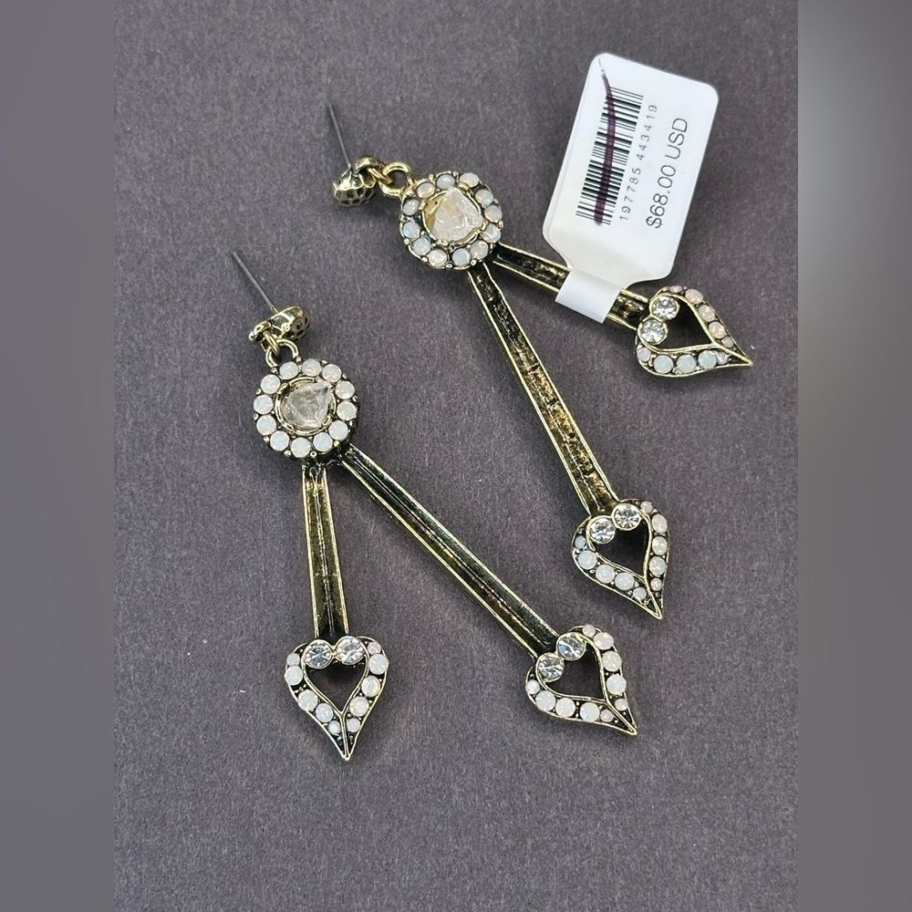 NWT Free People | Ariana Ost Paula Dangles Earrings, New With Tags Brass Hearts - Picture 3 of 6